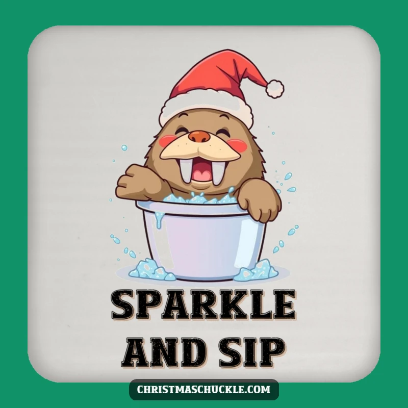 Funny Walrus Clown Coaster: Happy Glitter Drink Protector Gift!