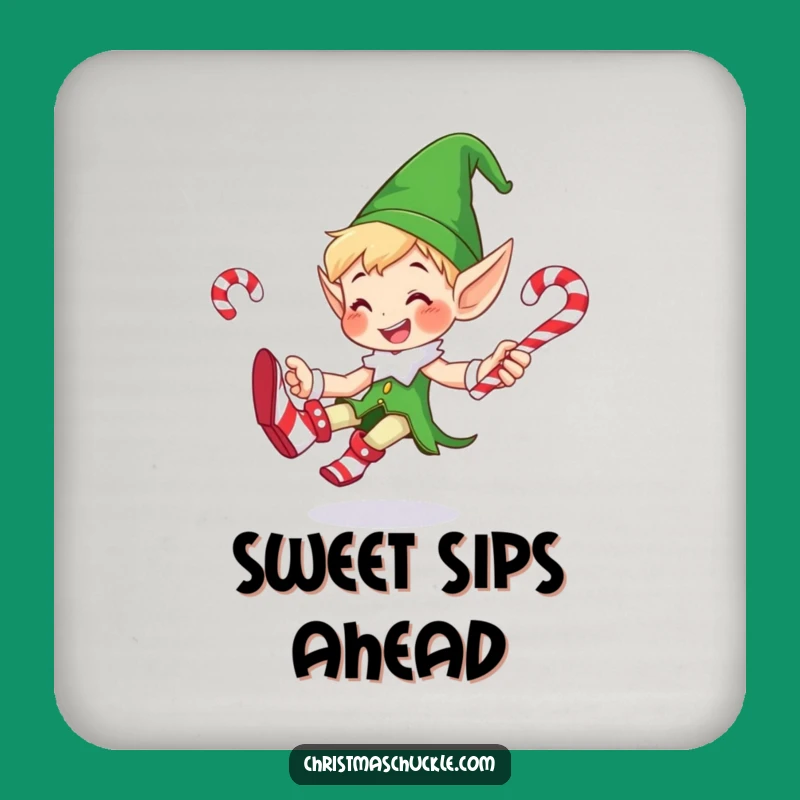 Funny Elf Candy Cane Juggling Coaster: Protect Surfaces with Hilarious Holiday Charm!