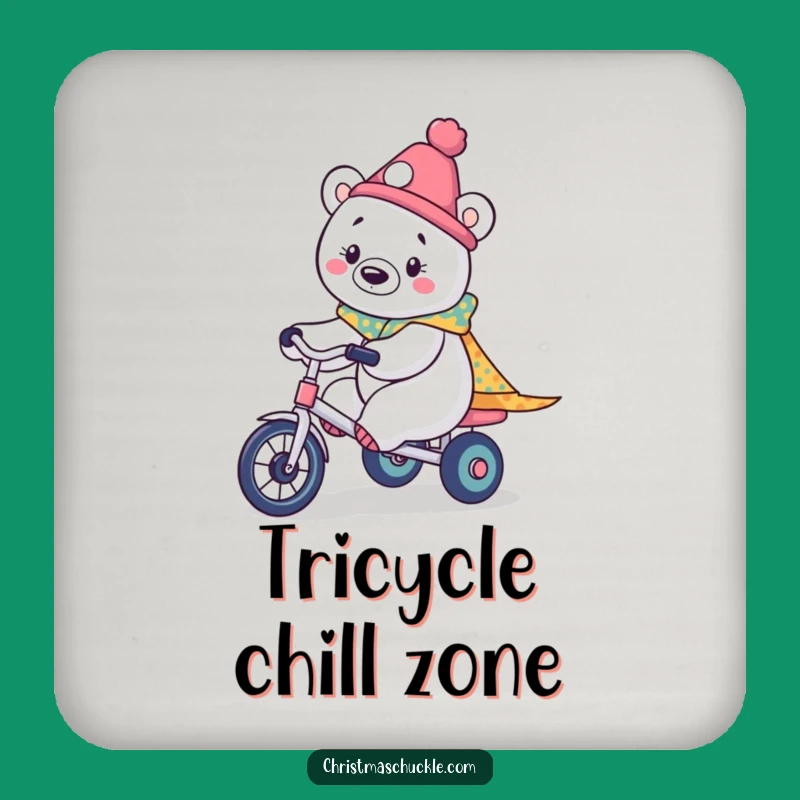 Funny Kawaii Polar Bear Clown Coaster: Protect Surfaces with Arctic Charm