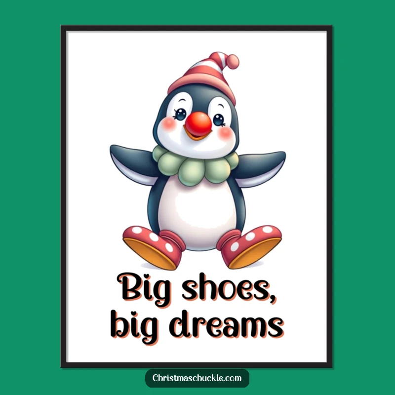 Funny Penguin Clown Poster, Festive Wall Art, Hilarious Gift Idea