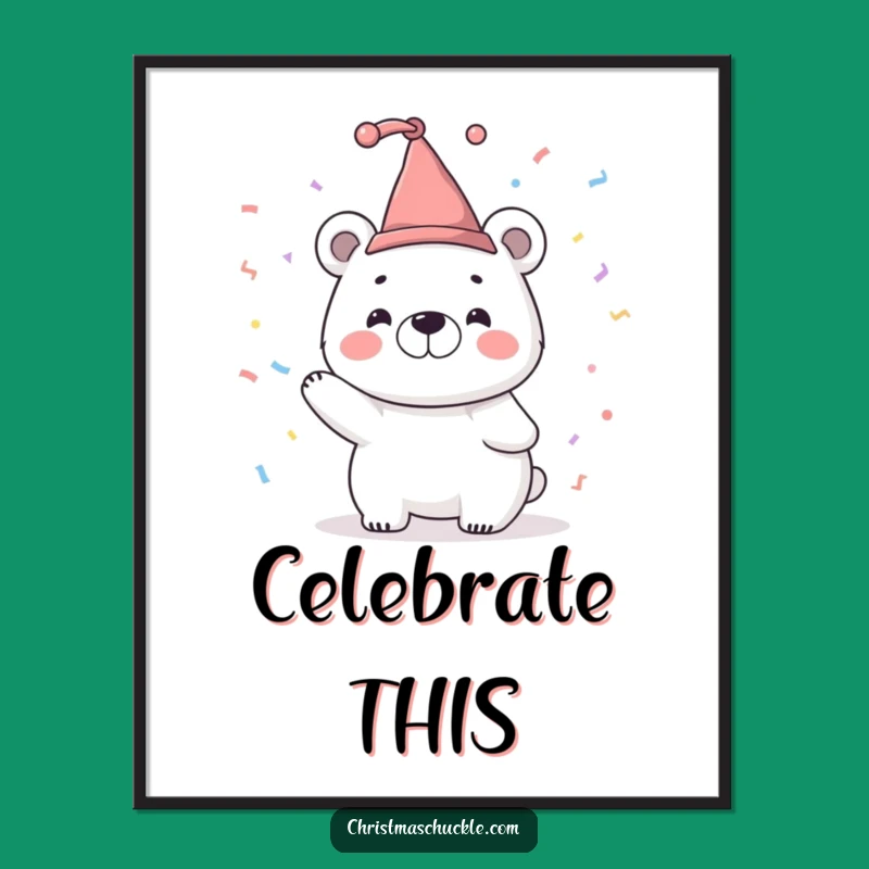 Funny Jester Polar Bear Art Print - Festive Character Decor for Walls
