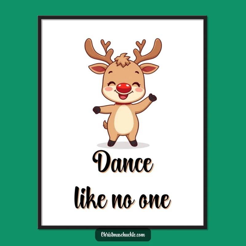 Funny Reindeer Dance Art Print - Festive Character Decor for Walls