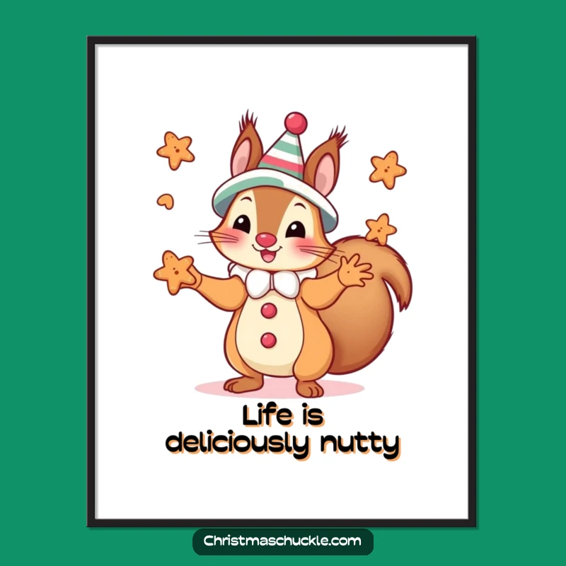 Funny Clown Squirrel Cookie Poster - Whimsical Wall Art for Treat Lovers