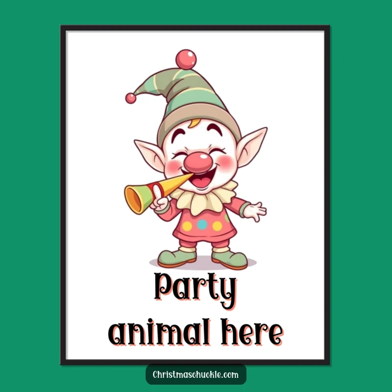 Funny Elf Clown Poster: Giggling Horn Art, Hilarious Celebration Wall Decor Gift