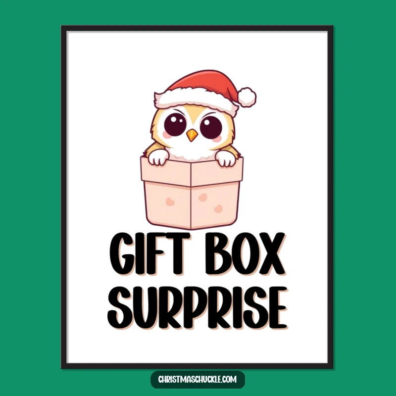 Funny Kawaii Owl Santa Poster - Festive Wall Decor for Holiday Smiles