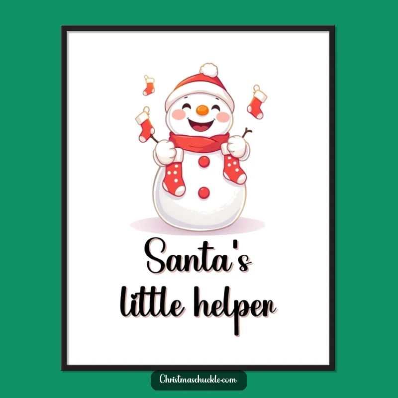 Funny Kawaii Snowman Poster - Whimsical Wall Art for Christmas Cheer