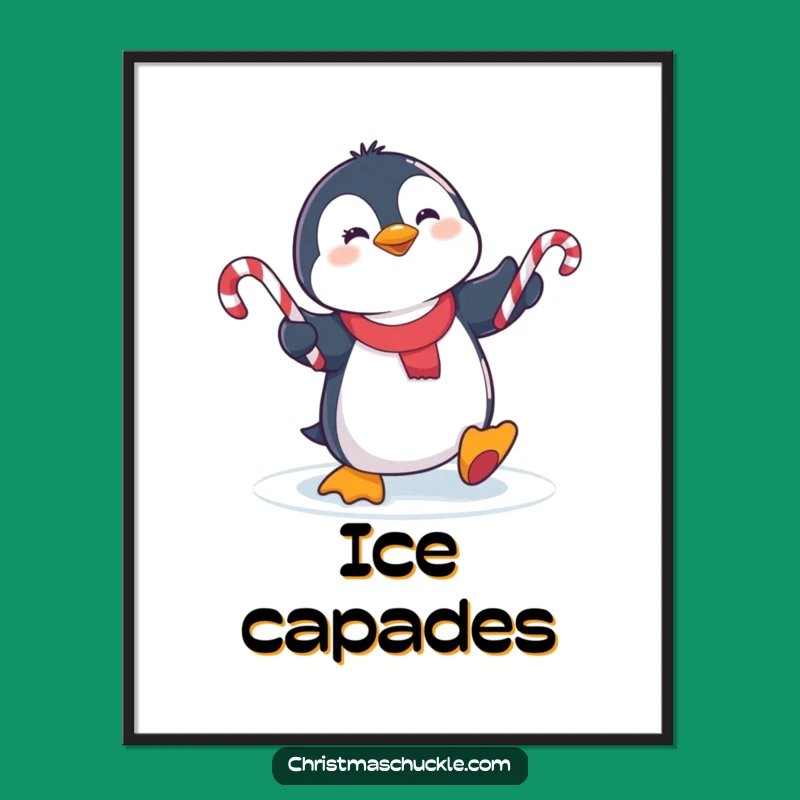 Funny Penguin Juggling Poster: Winter Wall Art with a Comical Flair