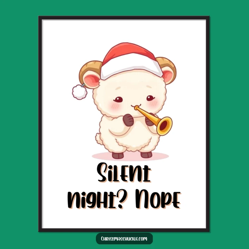 Funny Sheep Santa Trumpet Poster: Festive Wall Art for a Laugh