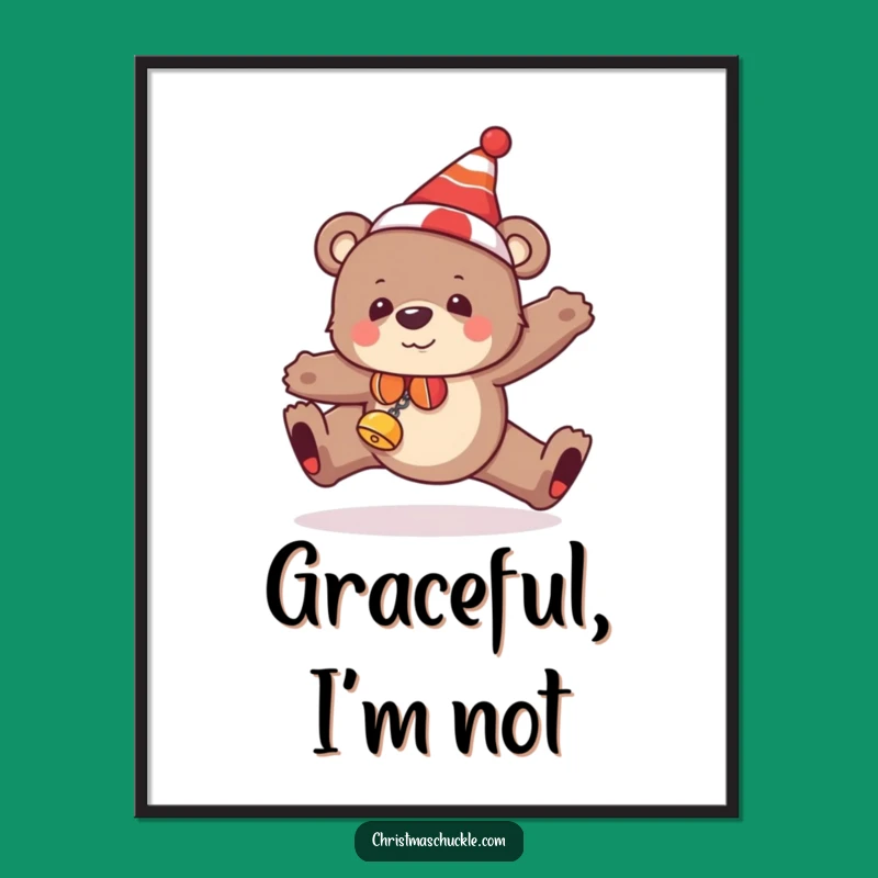 Funny Bear Tripping Poster: Decorate with Holiday Fails, Vibrant Gag Funny Gift