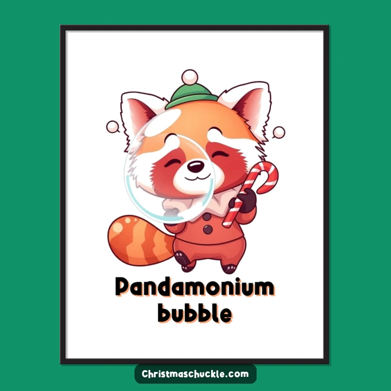 Funny Red Panda Clown Poster: Sweet Wall Art for Bubble Blowing Fun