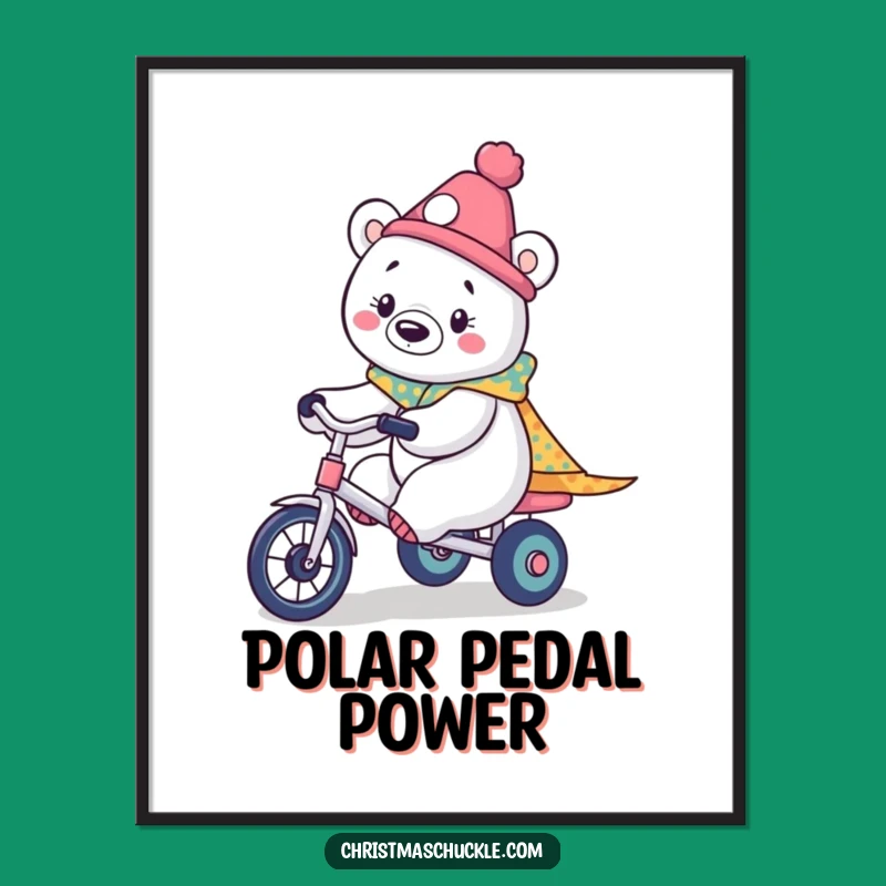 Funny Kawaii Polar Bear Clown Poster: Adorable Arctic Art for Your Walls