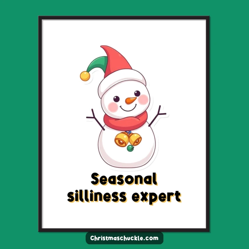 Funny Jester Snowman Poster: Hilarious Winter Wall Art