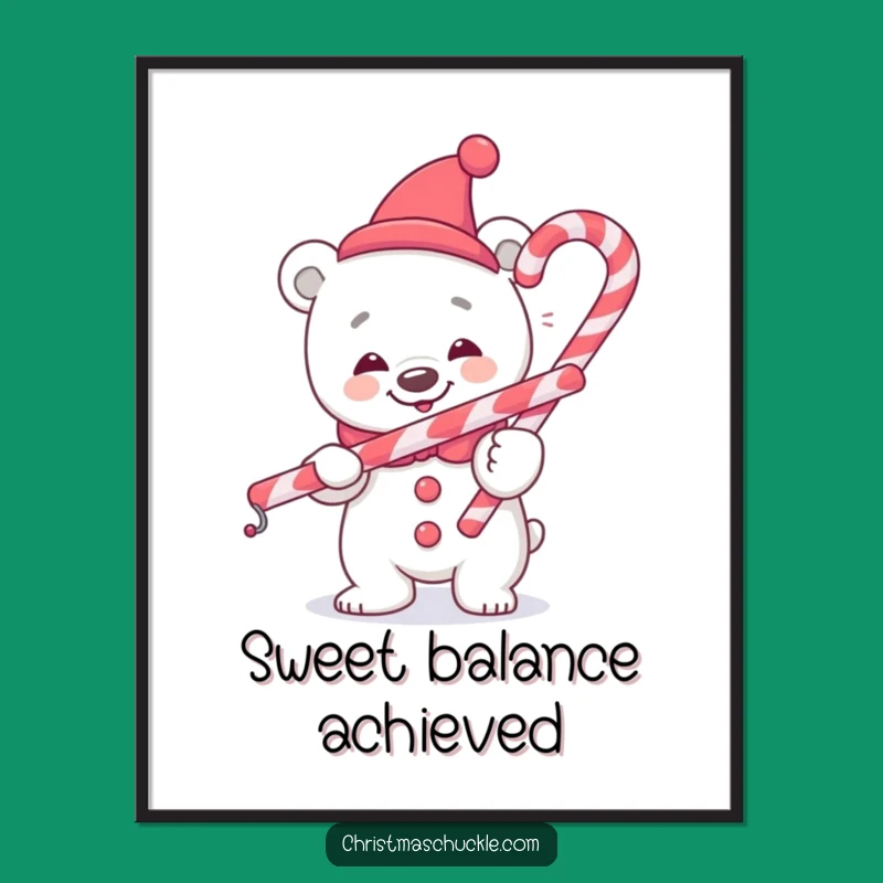 Funny Polar Bear Clown Poster, Balancing Act Art, Hilarious Gift
