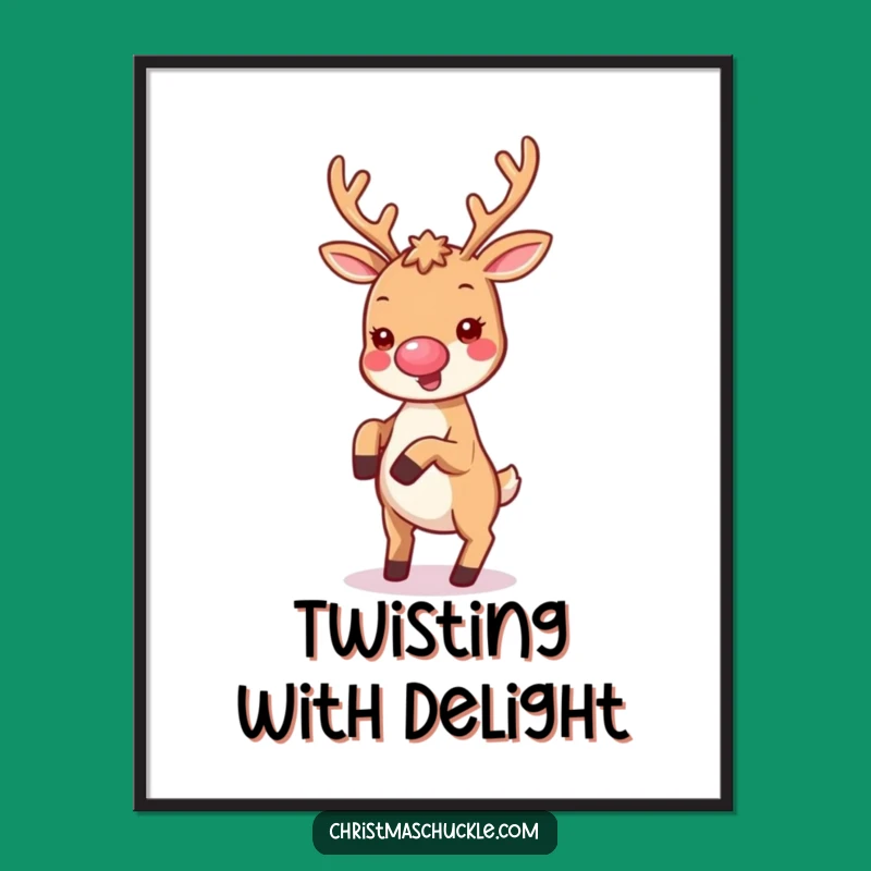 Funny Kawaii Clown Reindeer Poster - Decorate with Cartwheeling Joy!