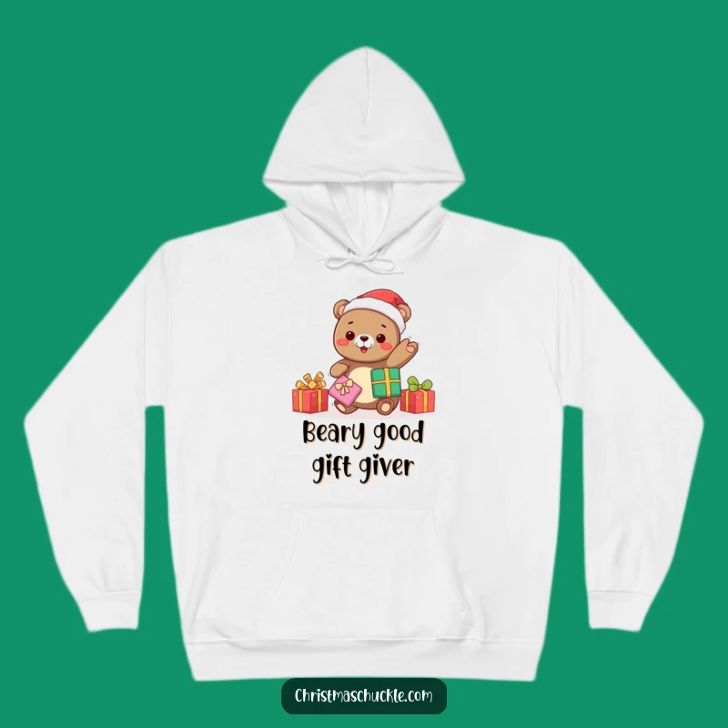 Funny Kawaii Bear Santa Hoodie: Cozy Juggling Sweatshirt - Perfect Funny Gift!