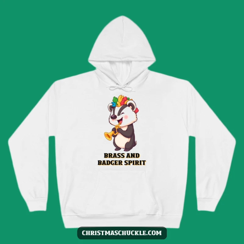 Funny Badger Clown Trumpet Hoodie - Cozy Comical Musician Apparel
