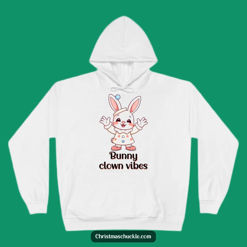 Funny Bunny Clown Hoodie: Cozy Waving Character, Warm & Humorous Gift!