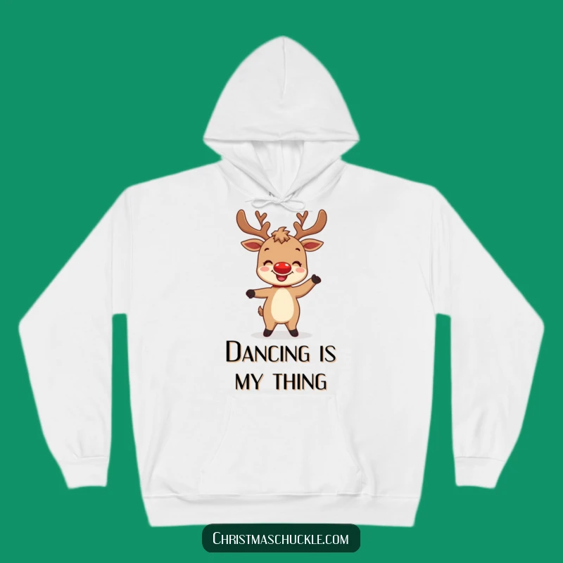 Cozy Funny Reindeer Dance Hoodie - Warm and Festive Character Apparel