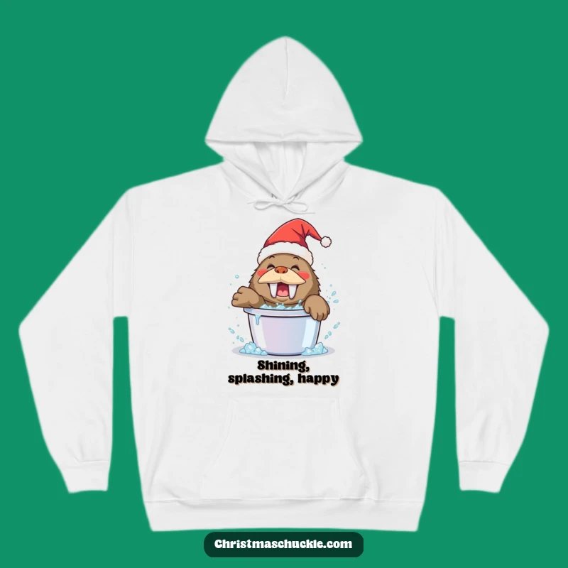 Cozy Funny Walrus Clown Hoodie: Happy Glitter Splash Comfort Gift!