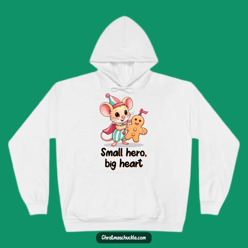 Funny Hero Mouse Clown Hoodie: Cozy Tiny Hero Saving Gingerbread Man - Warm Funny Gift!