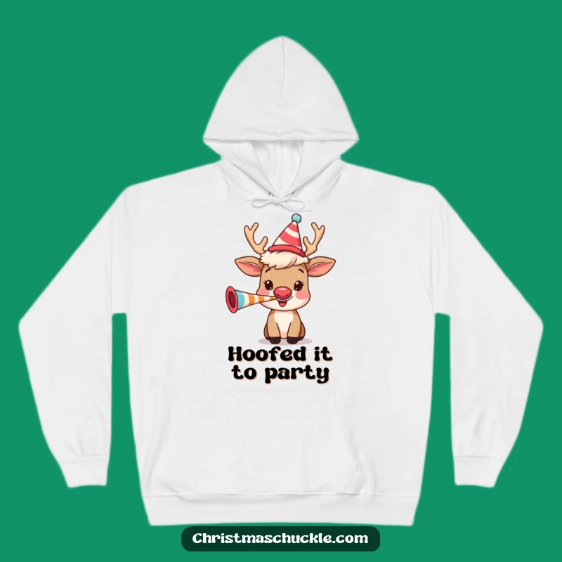 Cozy Funny Reindeer Party Hoodie: Festive Clown Wig Character, Warm Gift