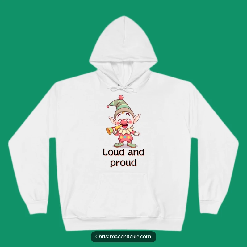 Funny Elf Clown Hoodie: Cozy Giggling Horn Blower, Ultimate Hilarious Celebration Gift