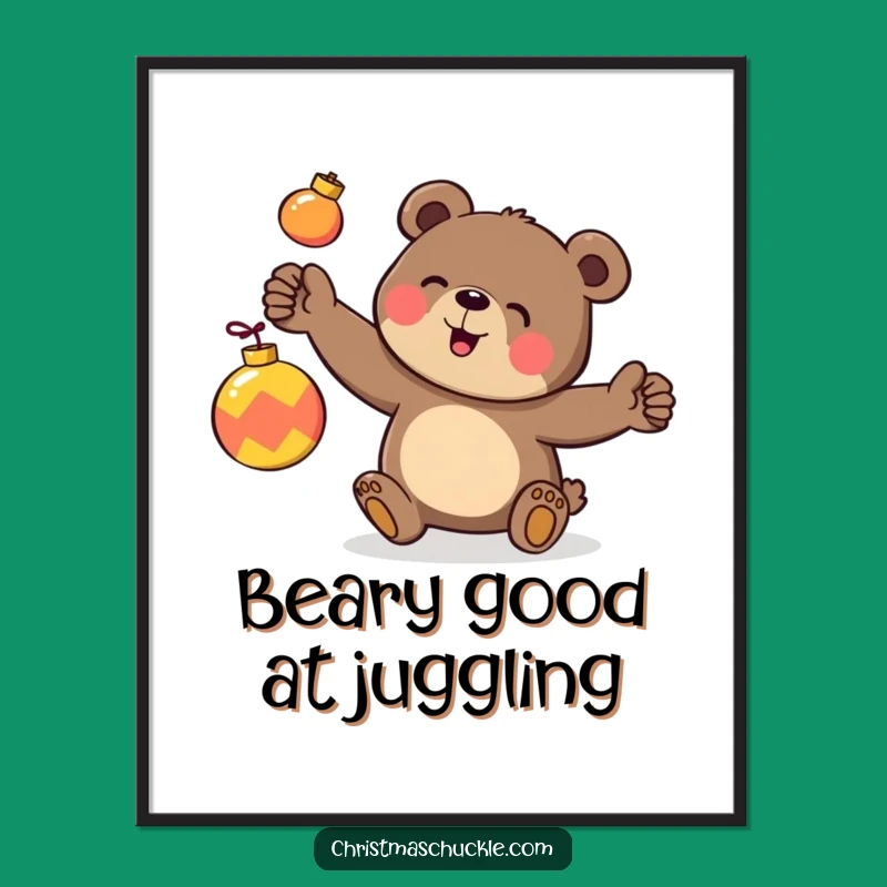 Funny Free Printable Wall Art: Clumsy Juggling Bear, Whimsical Downloadable Decor