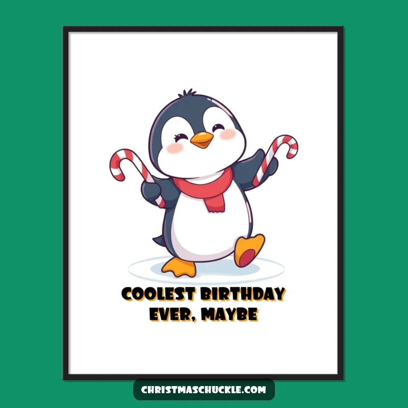 Free Printable Wall Art: Penguin Candy Cane Chaos - Quirky Downloadable