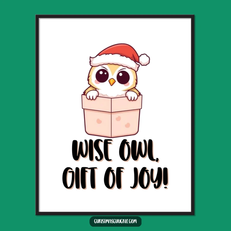 Free Printable Owl Wall Art: Festive Santa Owl Peeking for Charming Downloadable Home Decor!