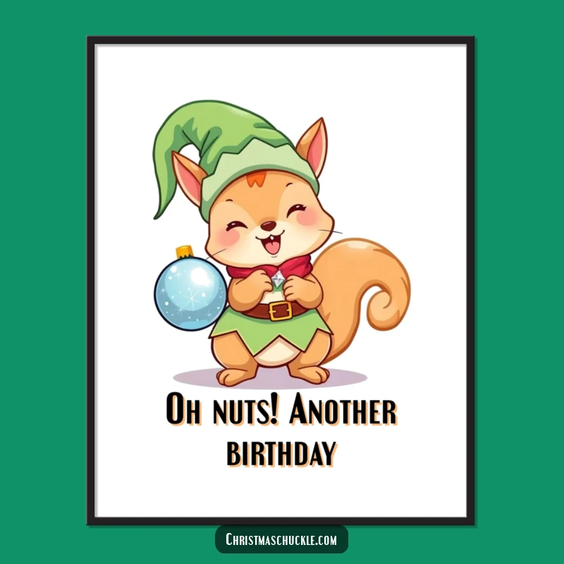 Free Printable Wall Art: Funny Elf Squirrel Holiday Decor Downloadable