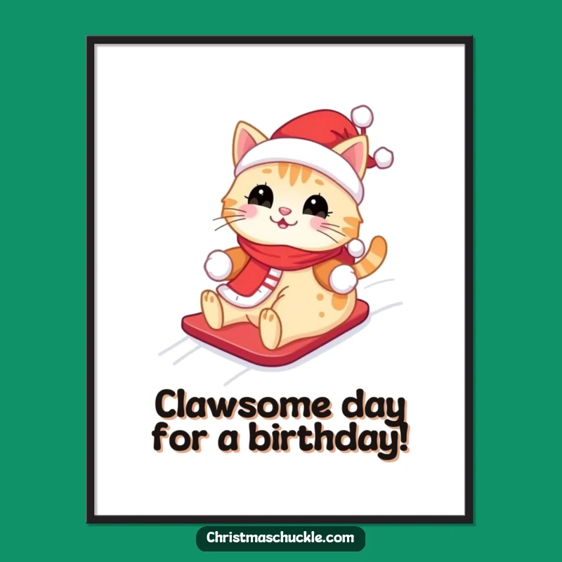 Free Printable Wall Art: Funny Santa Cat Winter Fun Downloadable