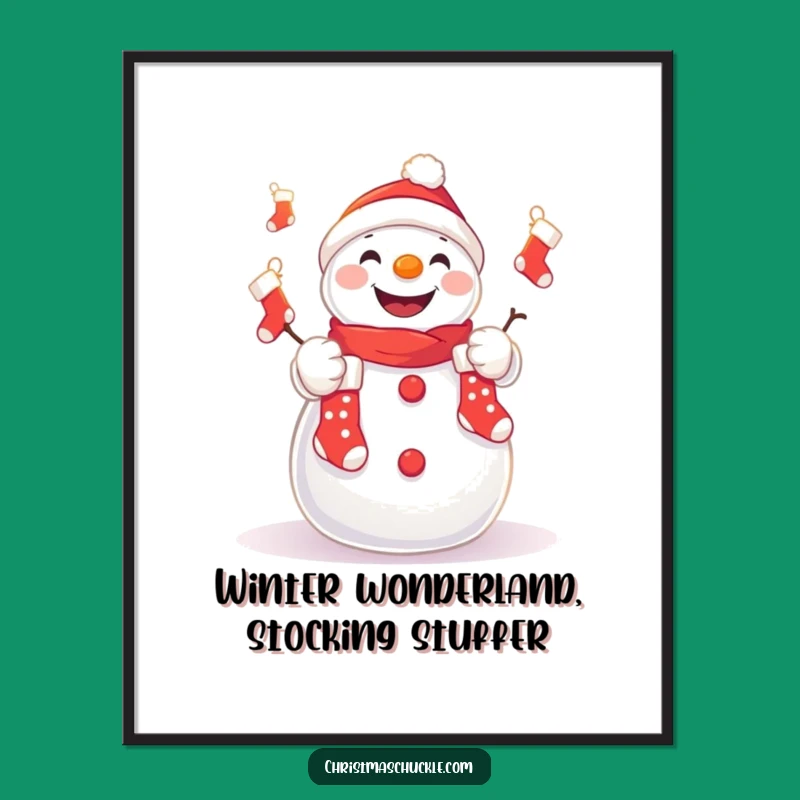 Free Printable Wall Art: Juggling Snowman, Funny Downloadable Decor