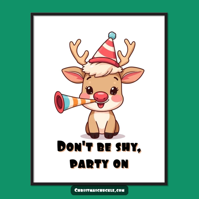 Funny Free Printable Reindeer Wall Art: Party Horn Fun, Perfect Humorous Downloadable Decor