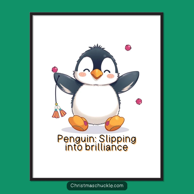Funny Free Printable Wall Art: Juggling Penguin LOL Downloadable Art