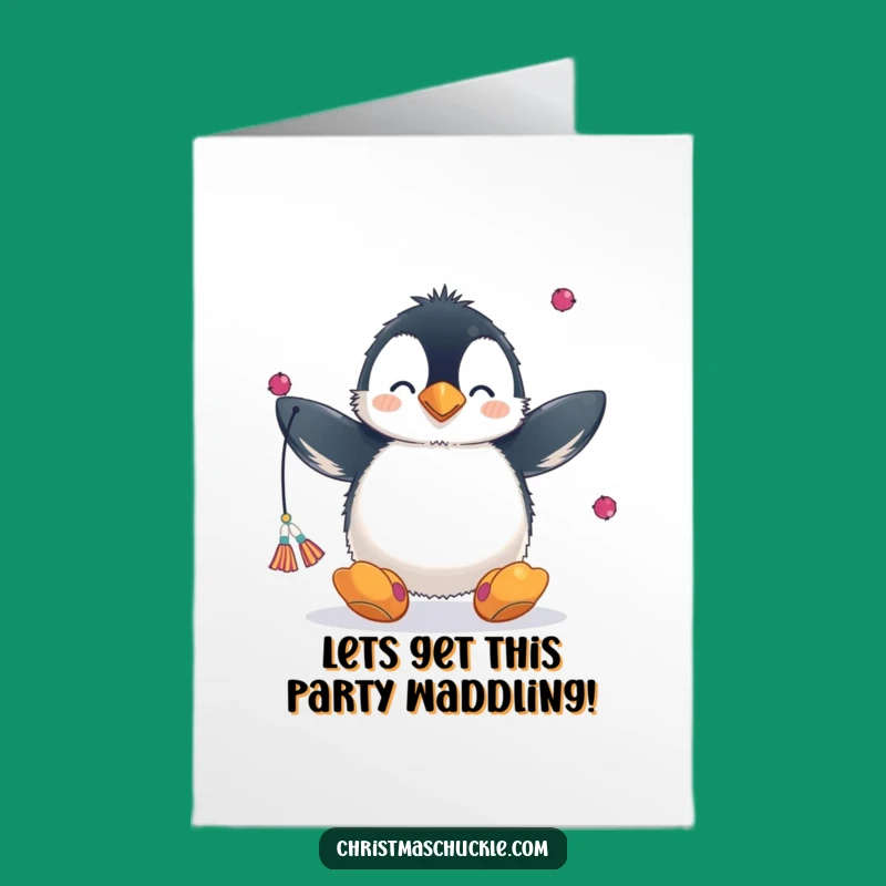 Comical Free Printable Birthday Card: Juggling Penguin LOL Downloadable Gift