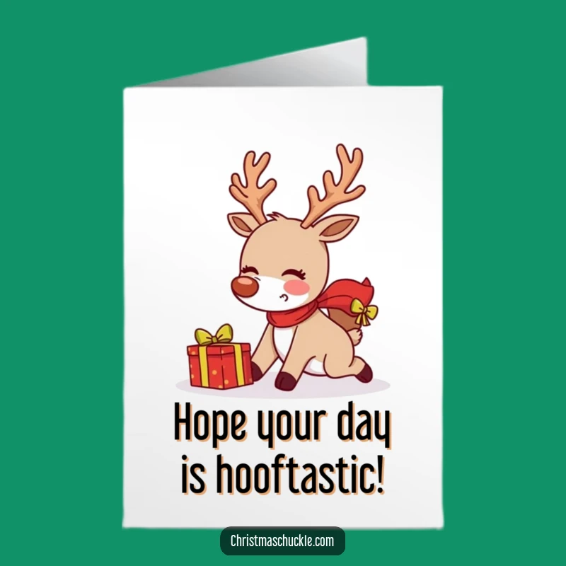 Free Printable Birthday Card: Clumsy Reindeer Runner - Funny Downloadable Gift!