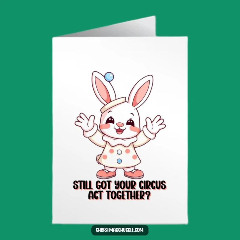 Free Printable Birthday Card: Funny Clown Bunny Waving Hello, DIY Downloadable Gift