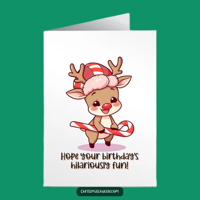 Free Printable Birthday Card: Funny Reindeer Clown, Hilarious Trip, Downloadable Laugh Gift