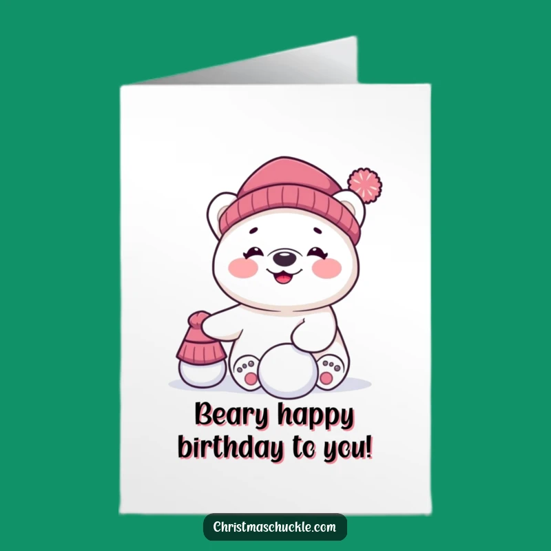 Free Printable Birthday Card: Giggling Polar Bear Balancing Fun - Funny Downloadable Gift