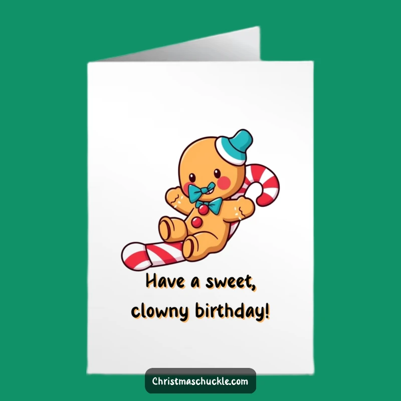 Free Printable Birthday Gingerbread Man Card: Clown Fun Downloadable Gift