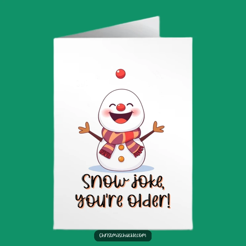Free Printable Funny Birthday Card: Juggling Snowman Clown, Hilarious DIY Downloadable Gift