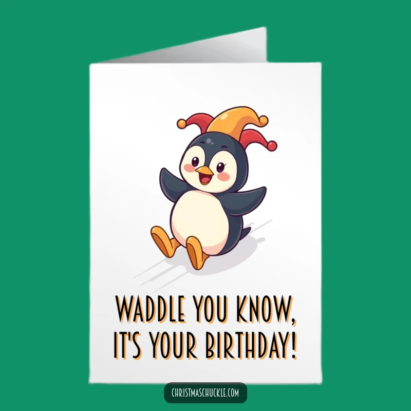 Free Printable Birthday Card Penguin Clown Funny Downloadable Greeting for Parties