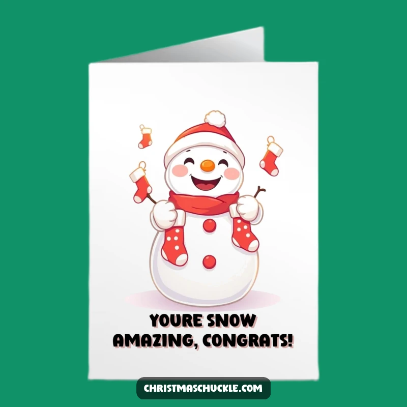 Free Printable Congrats Card: Juggling Snowman, Downloadable Gift