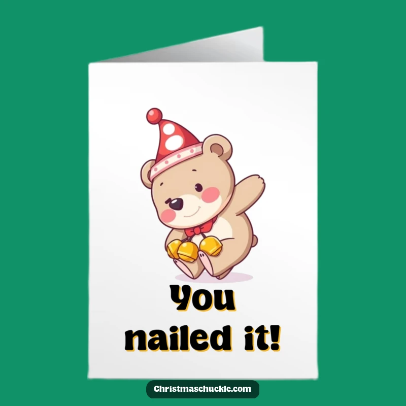 Free Printable Congrats Card: Tripping Bear, Funny Downloadable for Any Achievement
