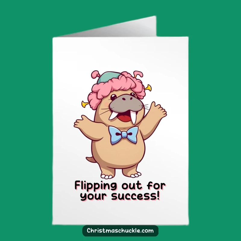 Free Printable Funny Walrus Clown Congratulations Card - Downloadable Triumphant Tusk wiggle!
