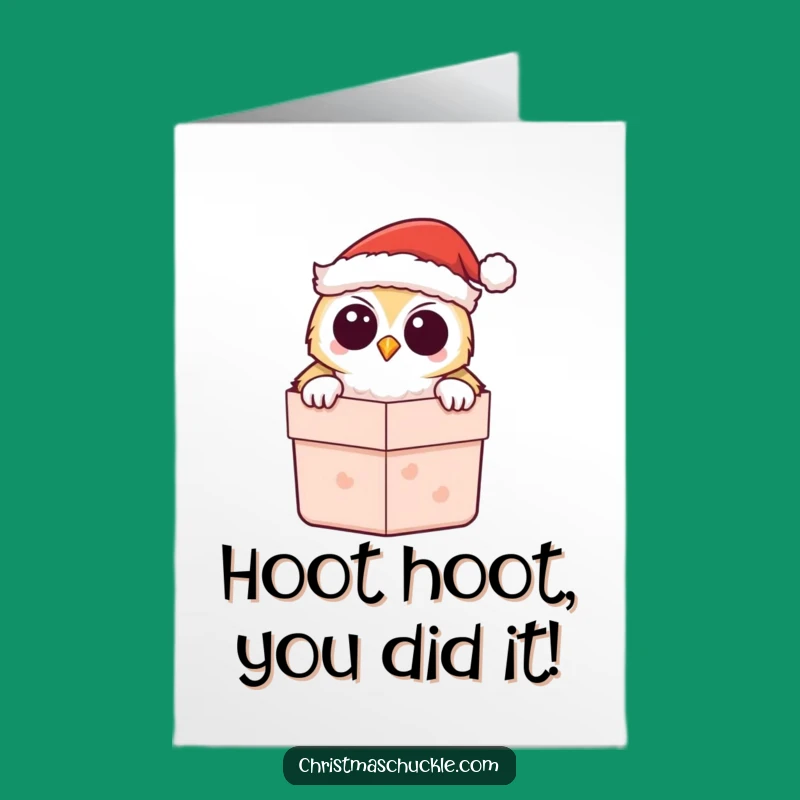 Free Printable Owl Congrats Card: Festive Santa Owl Surprise for a Joyful Downloadable Gift!