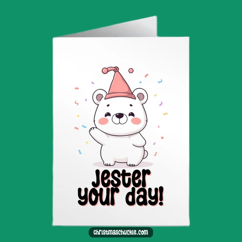 Free Printable Congrats Card: Jester Bear Celebrates - Funny Downloadable Gift