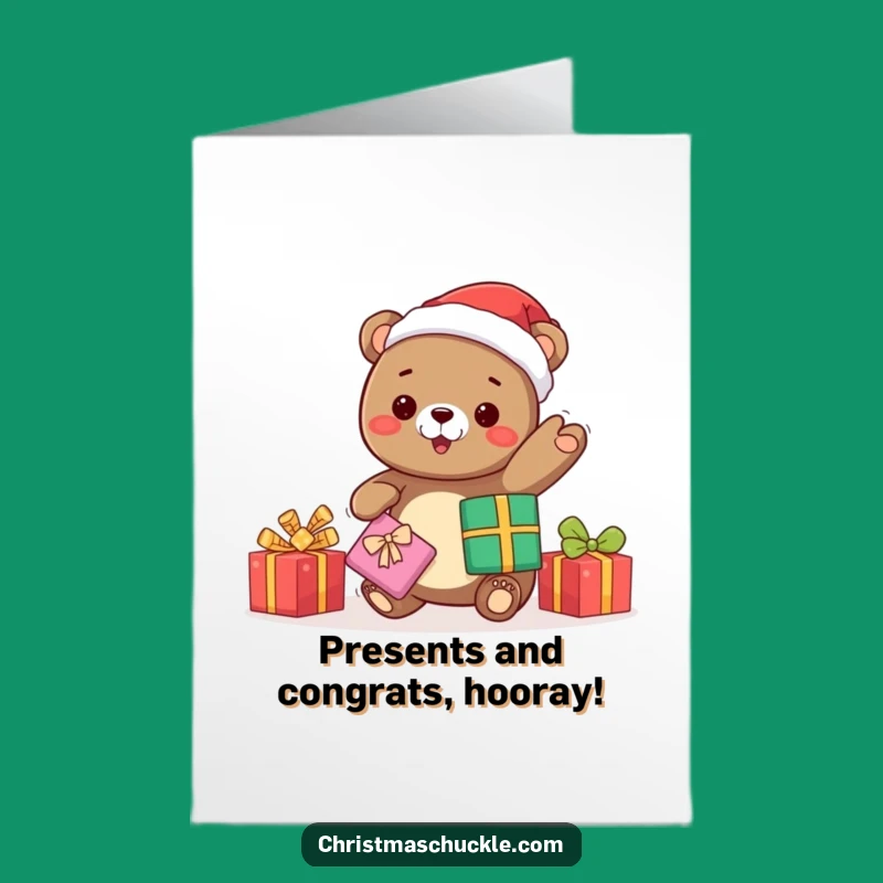 Free Printable Congrats Card: Kawaii Bear Juggling Gifts Holiday Cheer