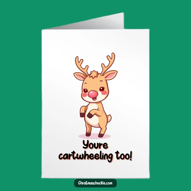 Reindeer Cartwheel Congrats Card: Free Printable Celebration Gift