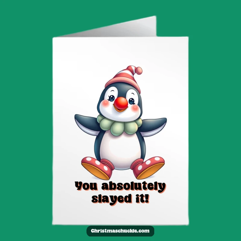 Free Printable Penguin Clown Congrats Card: Hilarious Downloadable Achievement Gift!